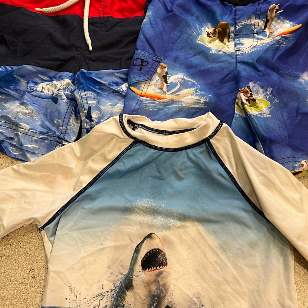 Summer Boys Size 4/5 bundle lot 5 swim trunks, 4 shorts, 2 t shirts
